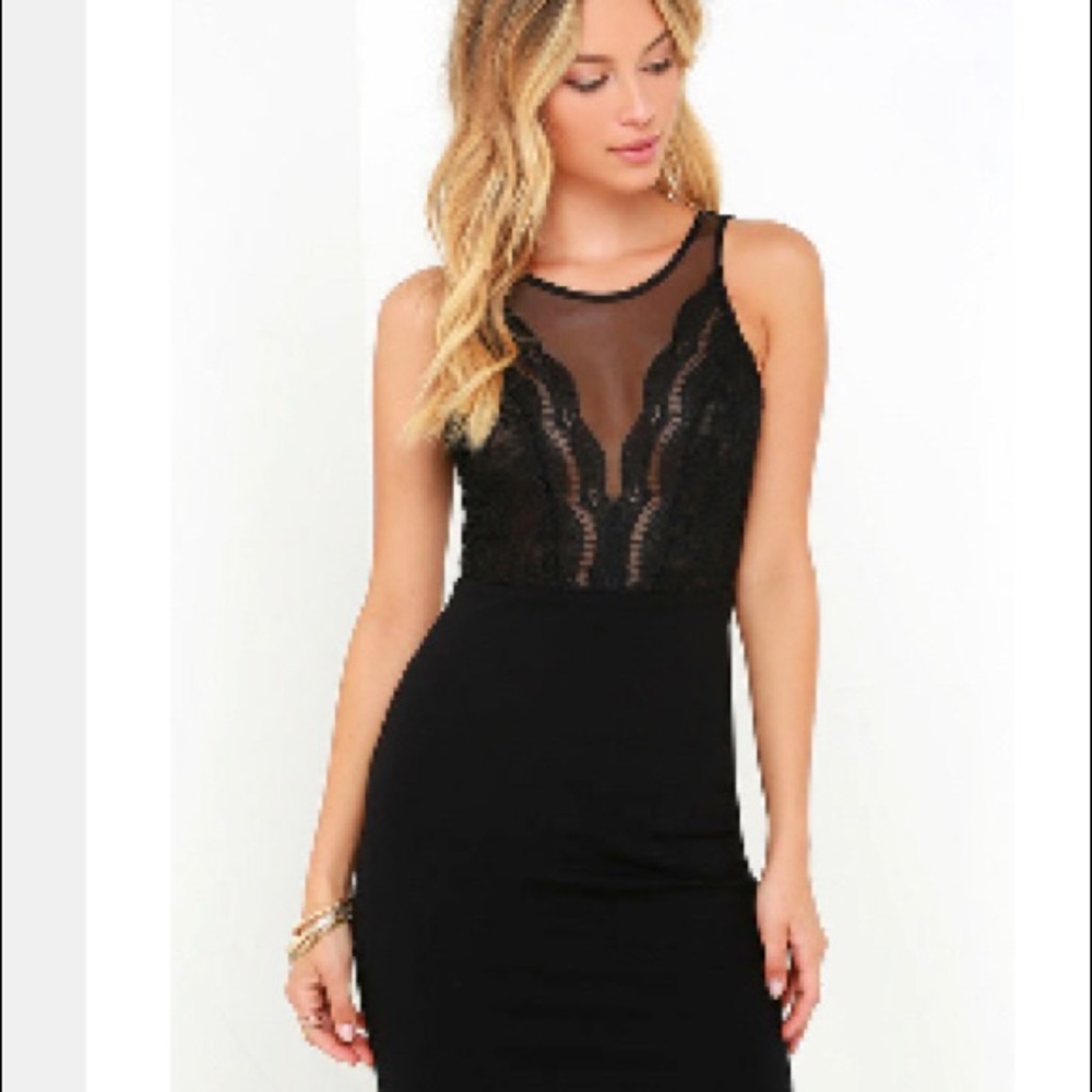 Sheer lace black dress